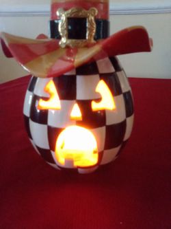 Illuminated Happy Jack Pumpkin - Orange Hat by MacKenzie-Childs