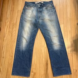 Vintage Diesel Selvedge Jeans 2001 Denim Size 32 Italy Acid Wash Distressed