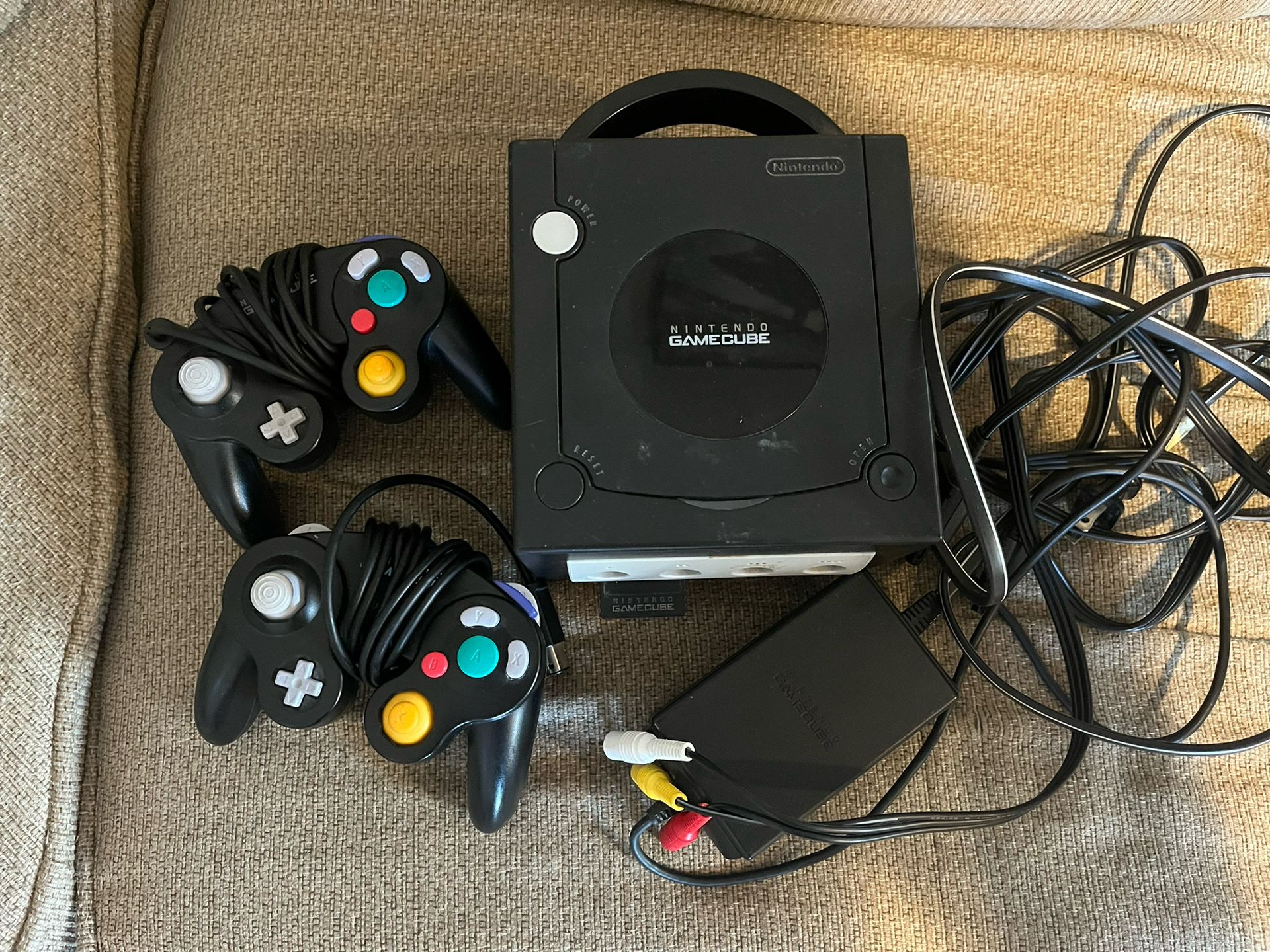 GameCube and 2 Controllers