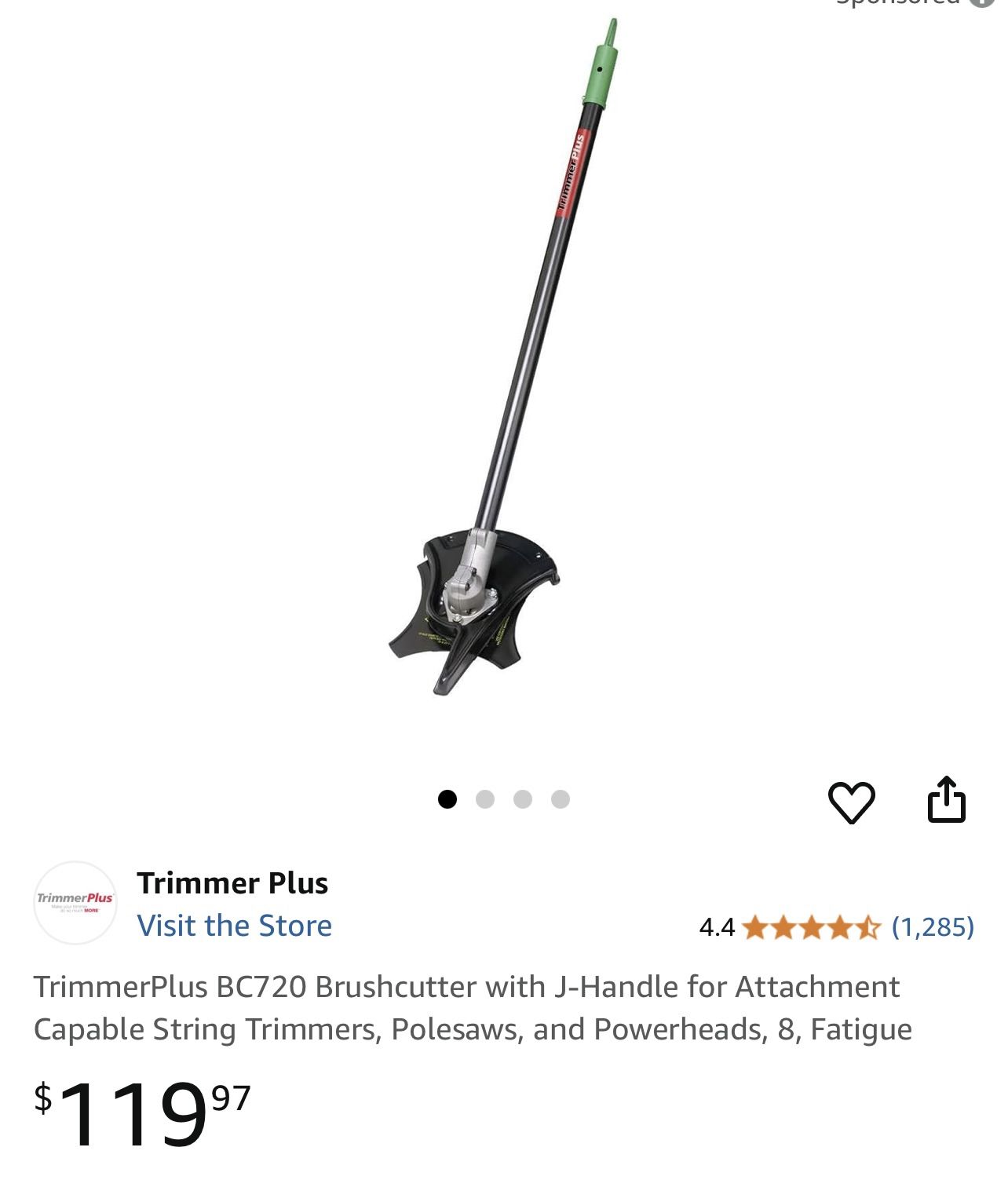 TrimmerPlus BC720 Brushcutter with J-Handle for Attachment Capable String Trimmers, Polesaws, and Powerheads, 8, Fatigue