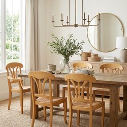 Set of 5 Pottery Barn Italian Made Honey Napoleon Dining Chairs
