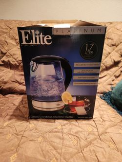 Elite Platinum 1.7L Glass Electric Kettle – New/Open Box