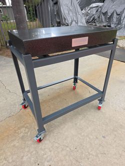 GRANITE PRECISION INSPECTION PLATE WITH HEAVY DUTY METAL CART