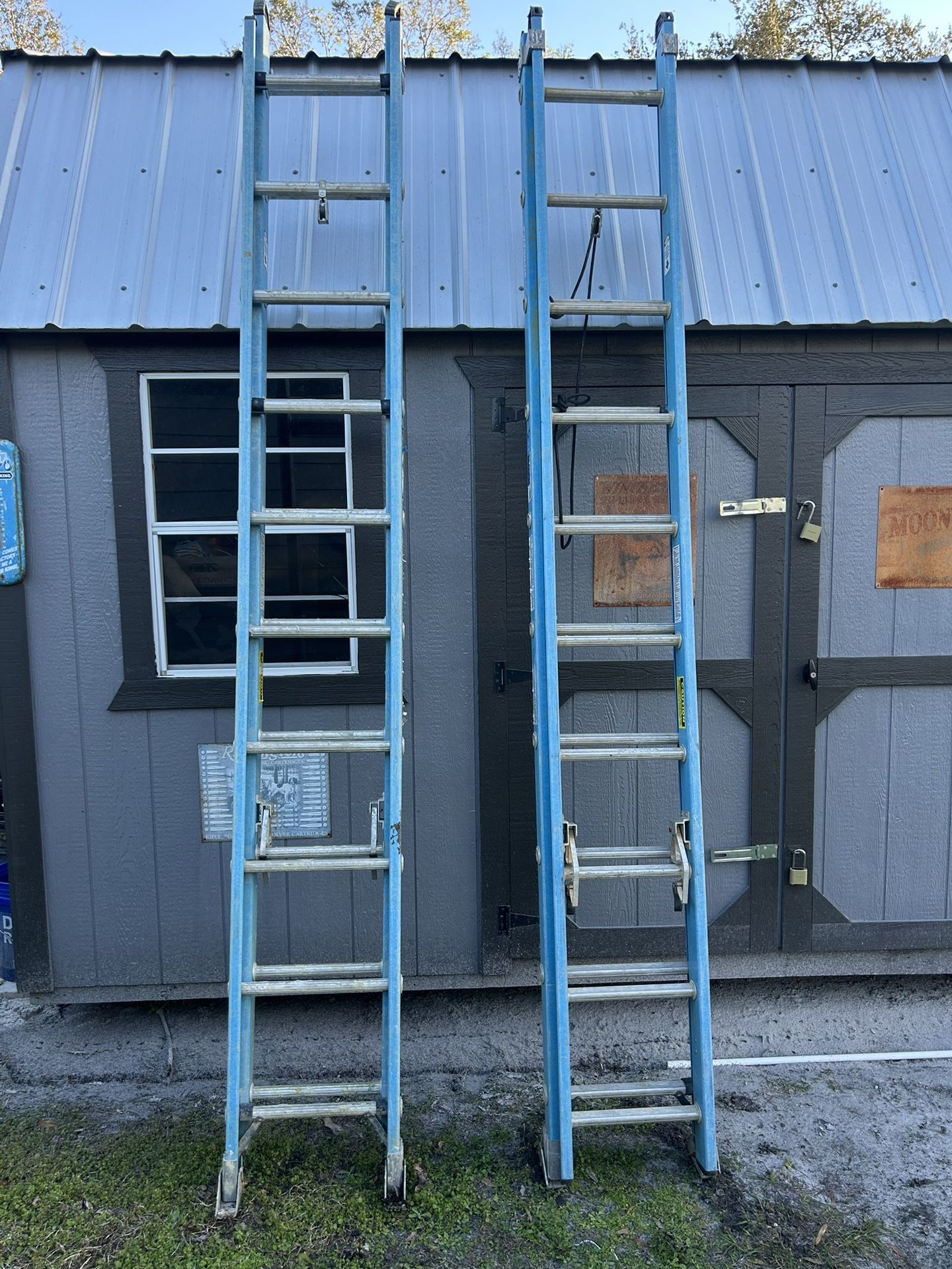 (2) Werner 20 Ft Fiberglass Ladders