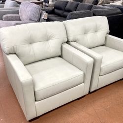 New Set (2) Leather Chairs — CLEARANCE 
