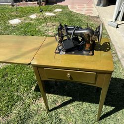 Antique Sewing Machine, Singer With Table