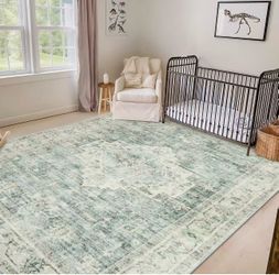 LIVEBOX Washable Area Rug 8x10 Rugs for Living Room Bedroom, Non-Slip Boho Indoor Carpet for Dining Room Office, Low-Pile Farmhouse Soft Carpets for K