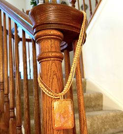 Necklace Four Strand Bead Chain With Large Plastic Pendant 