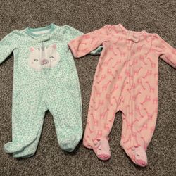 Fleece Pajamas, 0-3 Months 
