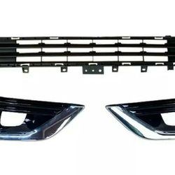 FOR 2018 2019 INFINITI Q50 LUXE FRONT BUMPER LOWER GRILLE W/FOG LAMP BEZEL PAIR 