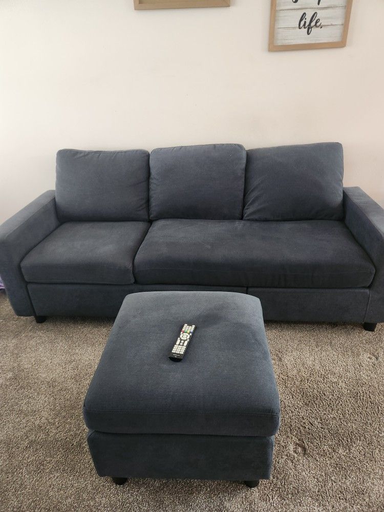 Modern 3 Seater Sofa and Table. Dark Green