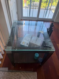 Glass Top End Table with Lower Shelf