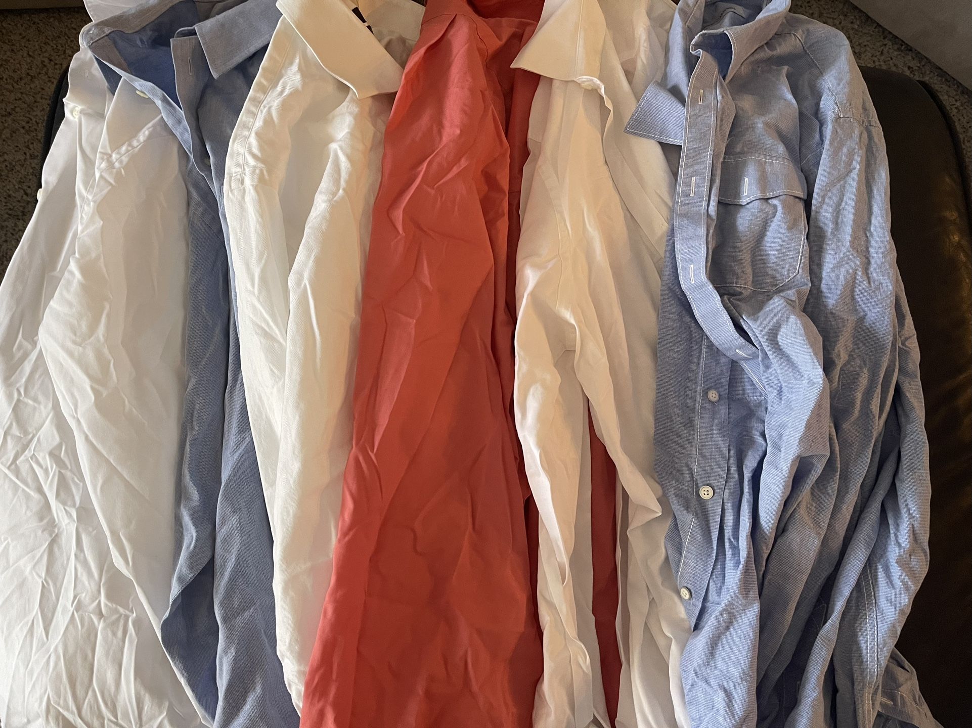 6 Men’s Dress Shirts 18.5x35 - Full Button Downs