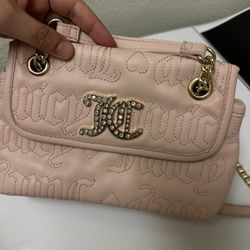 Juicy Couture Quilted Cotton Candy Pink Crossbody Small Shoulder Bag
