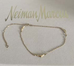 14K Yellow Gold Dolphin  9.5” to 10.5” Anklet (1” extension )from Greece ! REAL GOLD ! Καλή Τύχη