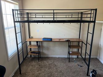 Lift bed with desk