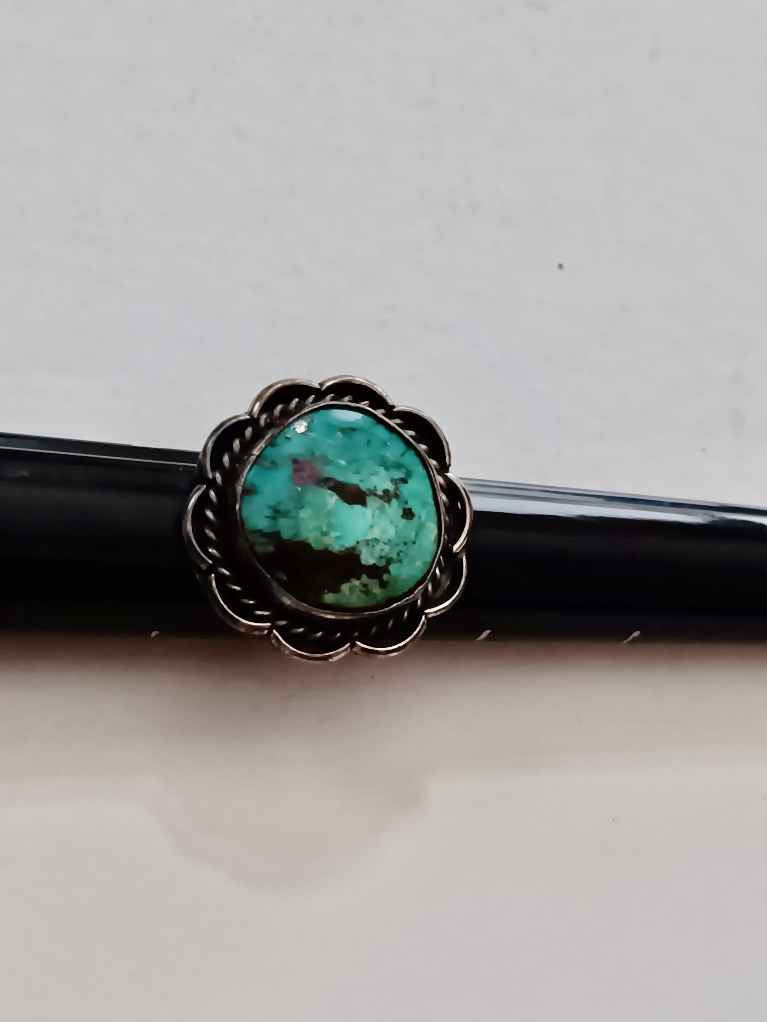 Vintage Jewelry.  Old Turquoise silver Ring size 6.5  