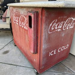 Vintage 1950s Coca Cola Cooler with Granite Top – Patio Bar / Outdoor Piece