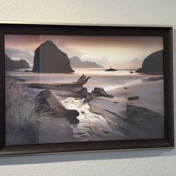 Framed Coastal Sunset Wall Art