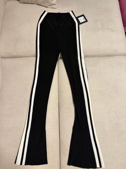 Norma Kamali - Black Flare Pants with White Side Stripes