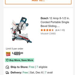  Bosh 8-1/2 in. Corded Portable  Sliding  Saw