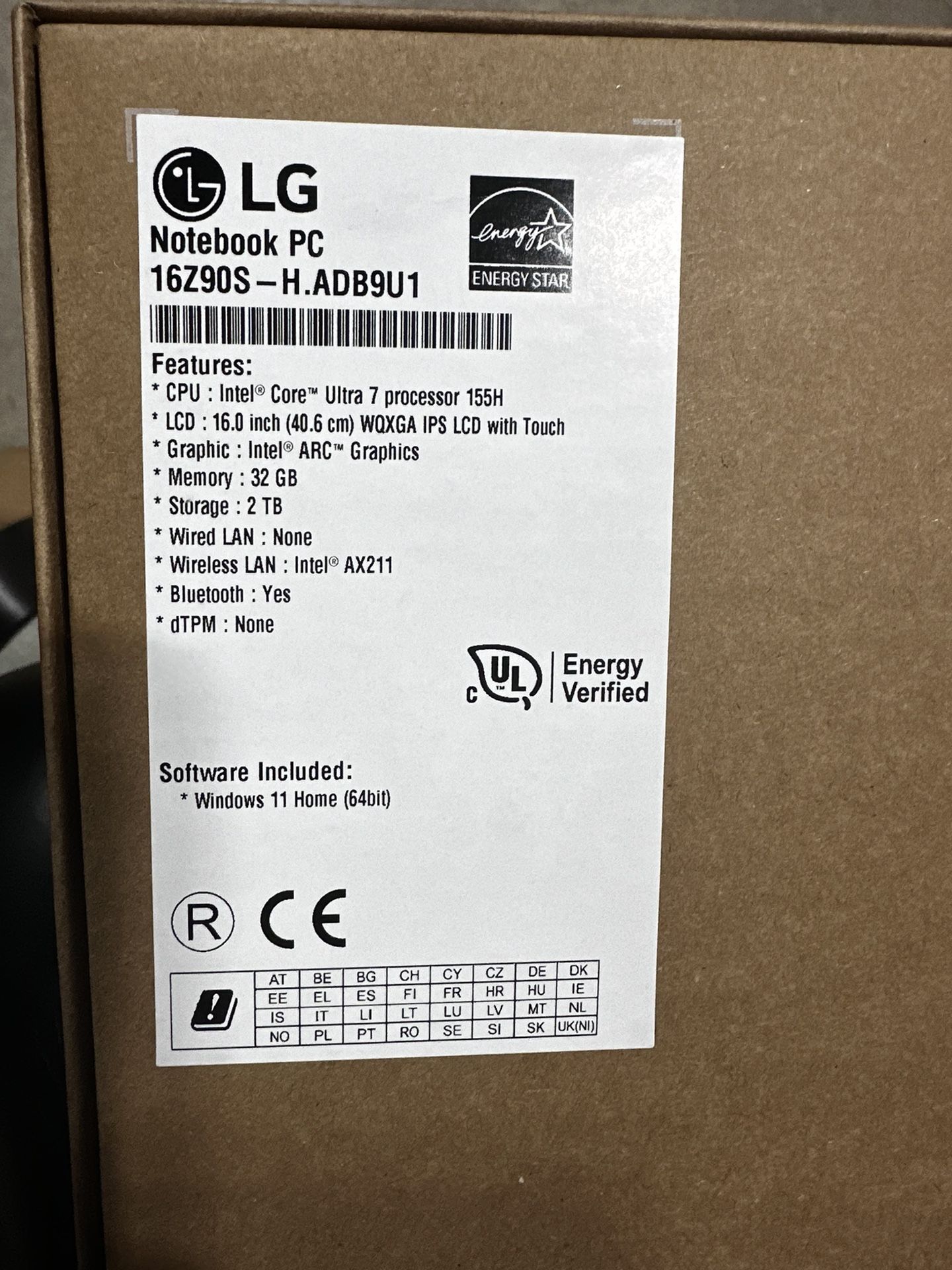LG Gram 16” Touch Screen Laptop 16Z90S