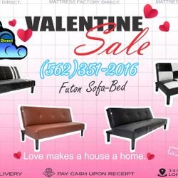 Sofá Bed Futon Couch New Faux Leather Black Burgundy Checkered 