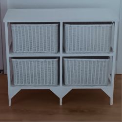 Wood and Wicker Storage Unit 