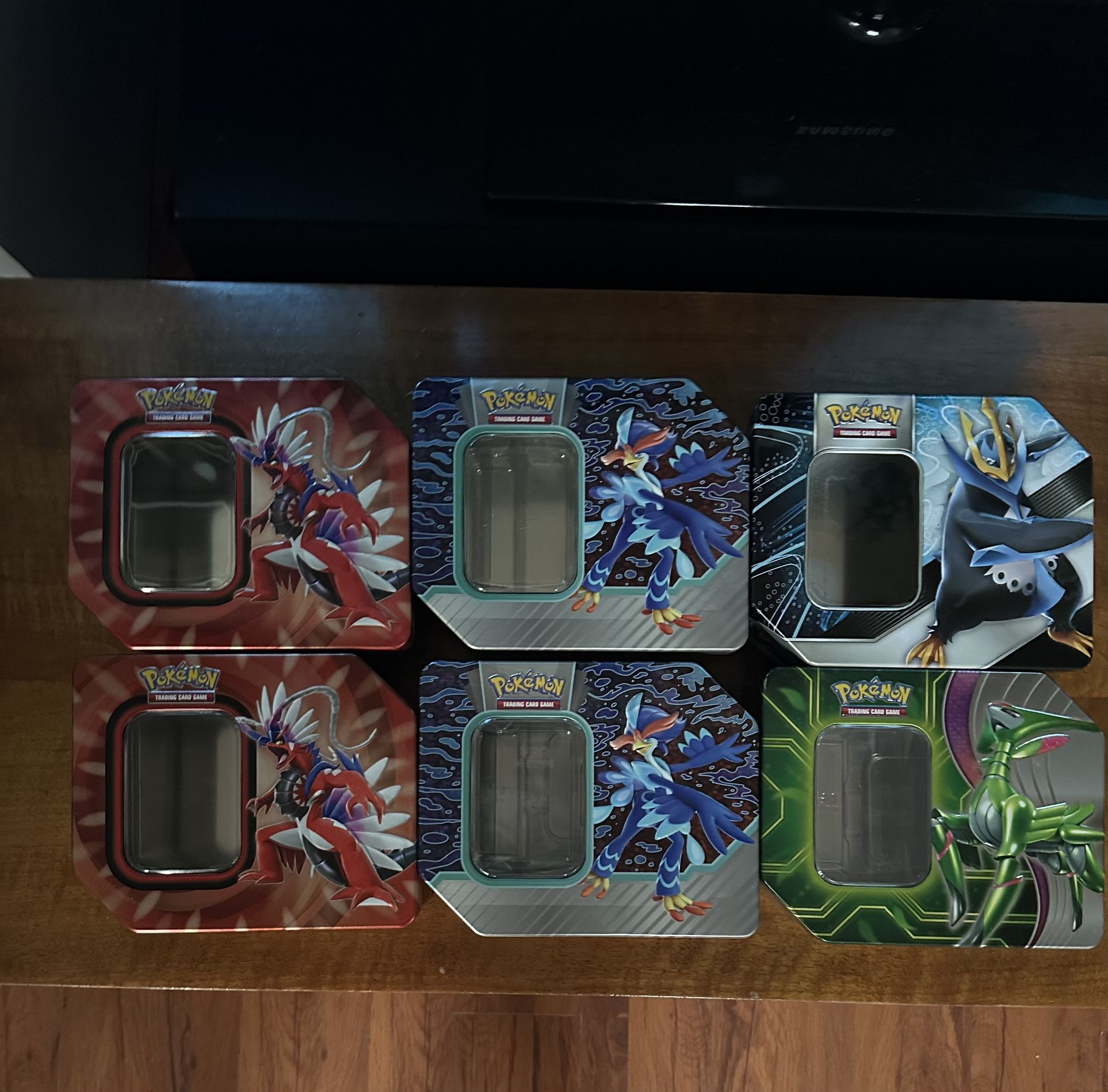 6 Empty Pokémon Card Tins 