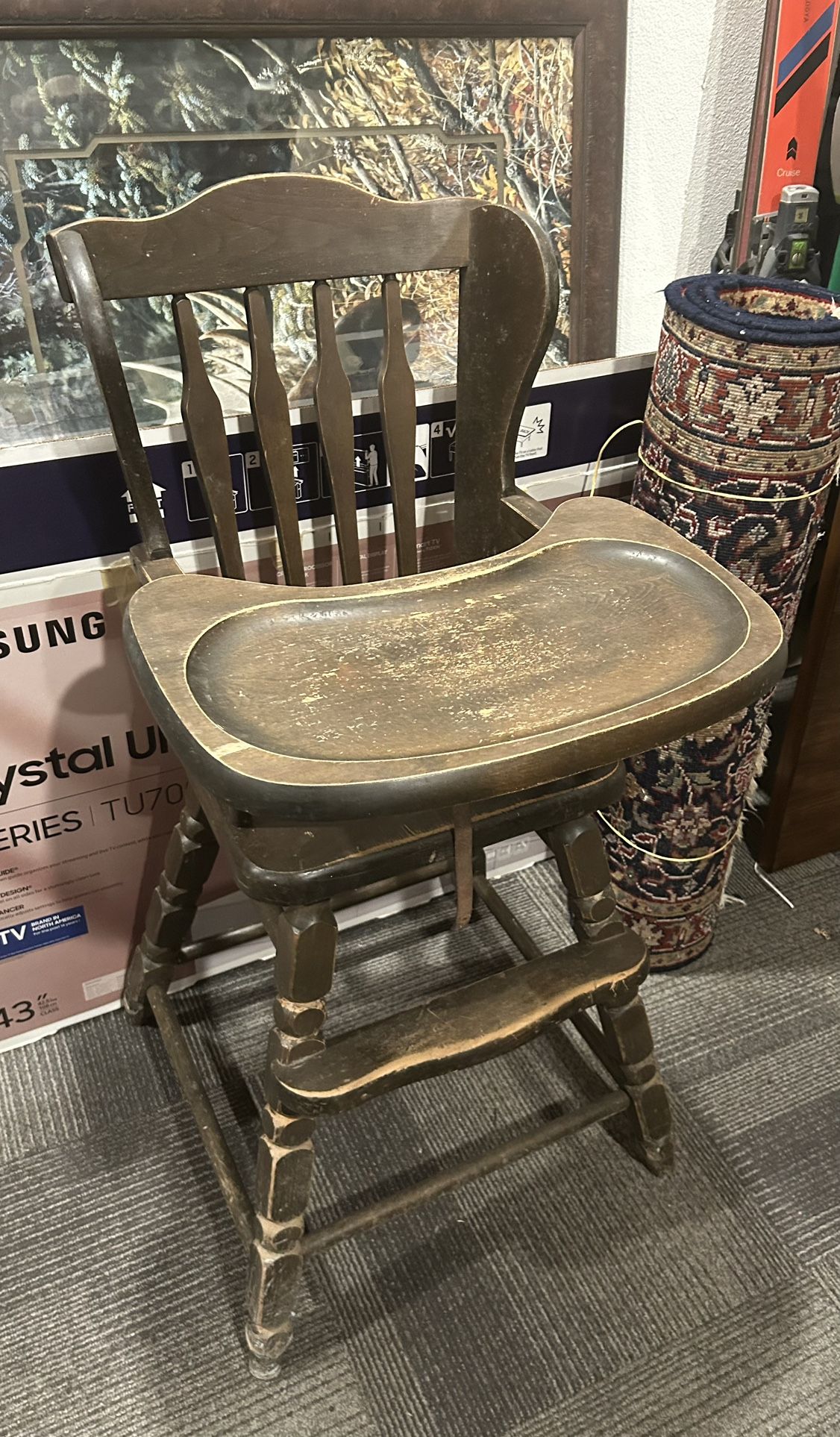 Vtg Wood High Chair