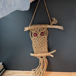 Vintage Mini Macrame Owl 