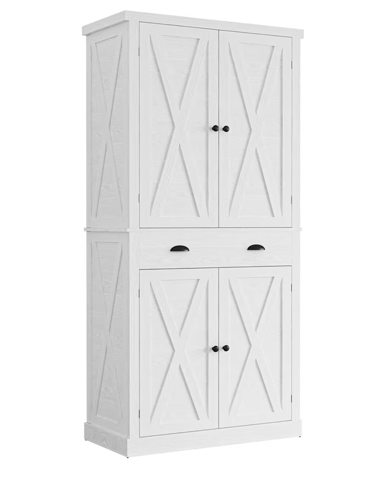 IRONCK Kitchen Pantry Storage Cabinet 83.9" H, with Barn Doors, Drawer, 4 Adjustable Shelves, Freestanding Cupboard for Dining Room Living Room, Laund