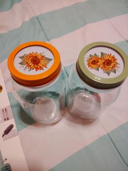 Canning jars yellow and green with sunflower 🌻