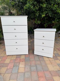 White Dresser and Nightstand Set