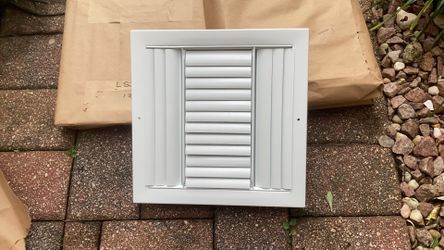HVAC - vent covers, 12 x 12 white Aluminum-Curved-Adjustable-HVAC-Diffuser (14x14 O.D.) 3-way+curved. Brand new in brown wrapped paper