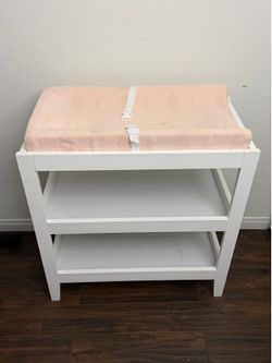 White Crib + Changing Table with Pad
