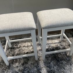 White/Gray Backless Bar Stools