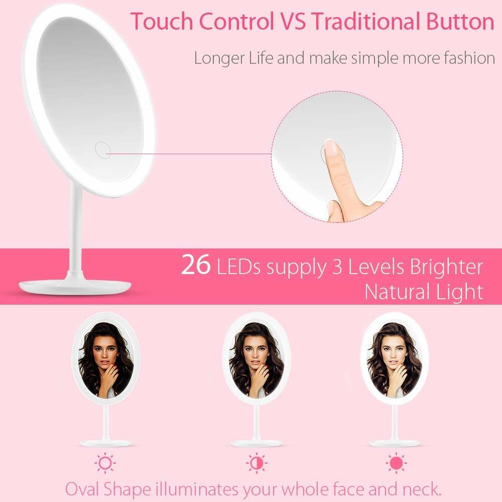 Beautural Oval Lighted Vanity Makeup Mirror with Rechargeable