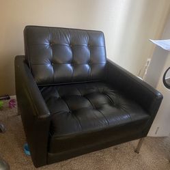 Black Leather Italian Love Seats /Chairs 