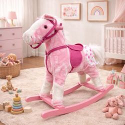 Pink Plush Rocking Horse Toy For Kids