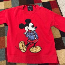 GAP Disney Mickey Mouse Red Sequin Sweater Kids M