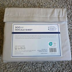 PERCALE SHEET - queen 4 pieces - 100% cotton -gray . New
