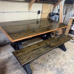 Brand New Farm Style Dining Room Table With Bench