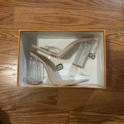 Public Desire Clear Block Heels — US Women 6.5