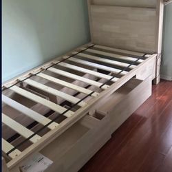 twin bed  4 side shelves, iPhone charger