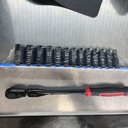 Brand New Never Used Matco Black Chrome 3/8 Ratchet Socket Set