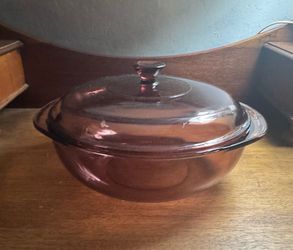 Vintage Cranberry Pyrex with Lid