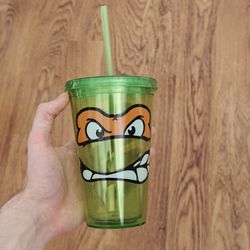 Teenage Mutant Ninja Turtles Tumbler Green Drinking Mug Michelangelo TMNT