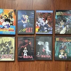 Anime DVD Lot of 8 Movies - Dragonball Cats Eye Tokyo Warriors Lily Cat 