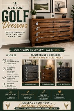 Custom Golf Club Dressers, Nightstands & Side Tables – One-of-a-Kind Golf Furniture